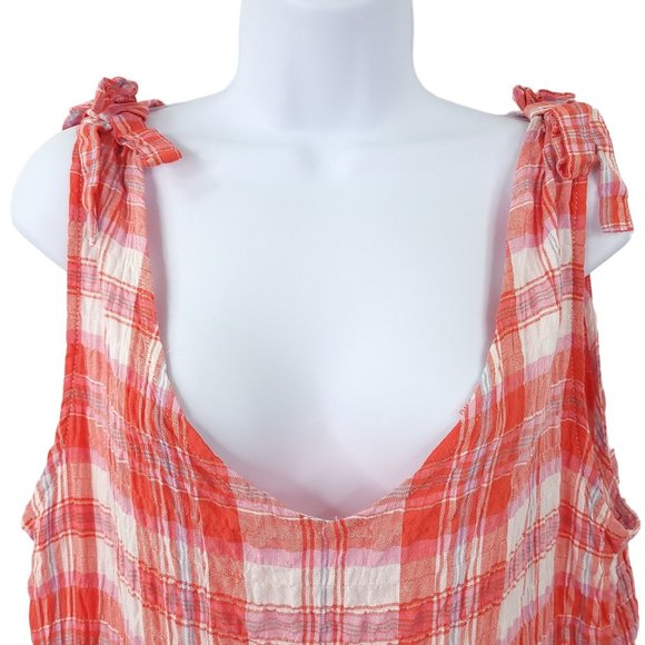 Jane Delancey Plaid Check Tank Top Womens Size XL Sleeveless Shoulder Bows NEW - Picture 3 of 9